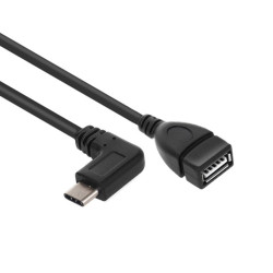 1M Right Angle USB to Right Angle Type-C Male Data/Charging Cable ( Black )